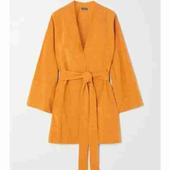 Lin Belted Woven Robe