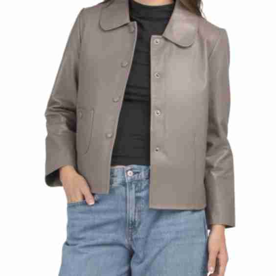 Leather Collared Jacket