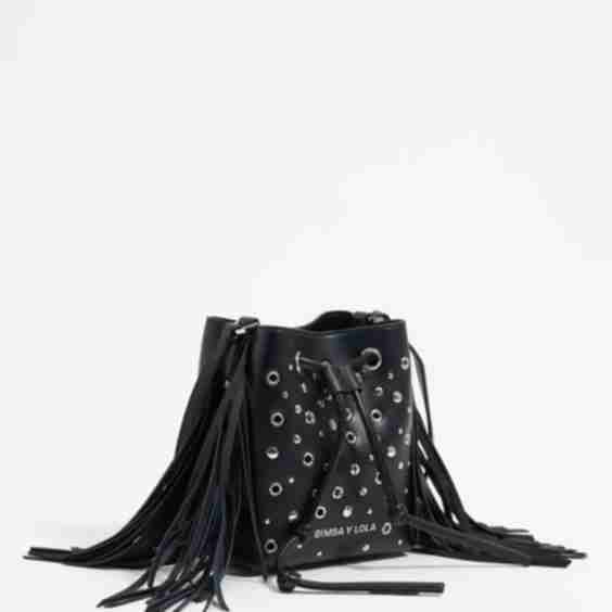 Mini Black Leather Studded Chihuahua Bucket Bag