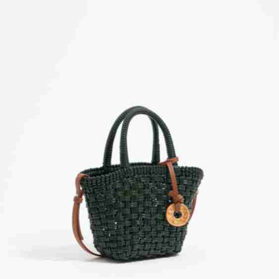 Green Plaited Shopper Bag