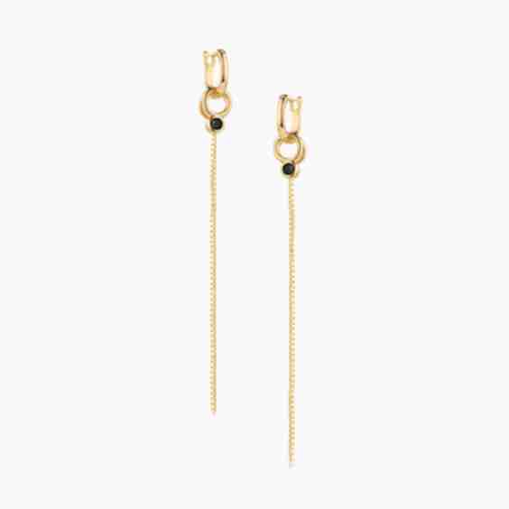 Lilou Black Drop Hoop Earrings