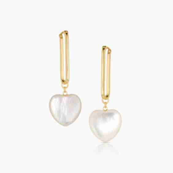 Gemma Mother Of Pearl Heart Earrings
