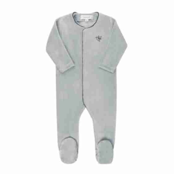 Velour Embroidered Bird Butterfly Collection- Footie