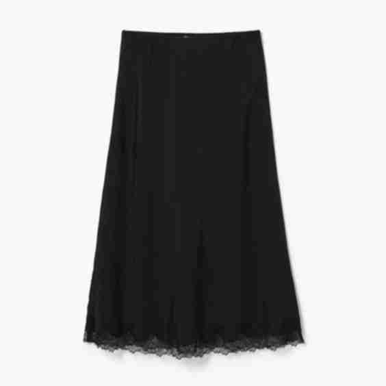 Lace Trim Satin Slip Skirt