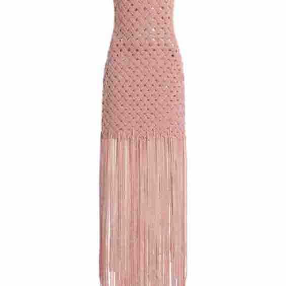 Vila Couture Fringed Cotton Maxi Dress