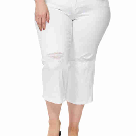 Distressed Mid Rise Crop Jeans