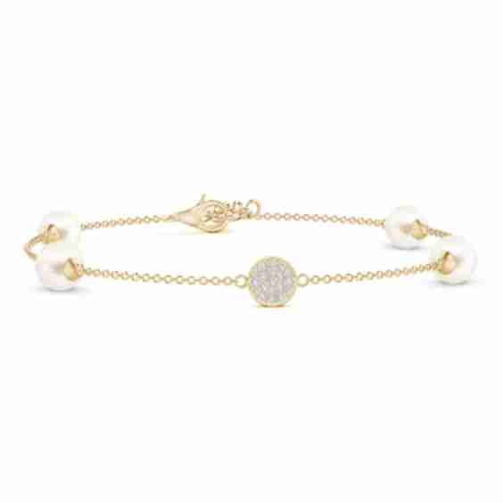 Freshwater Pearl Bracelet With Diamond Disc