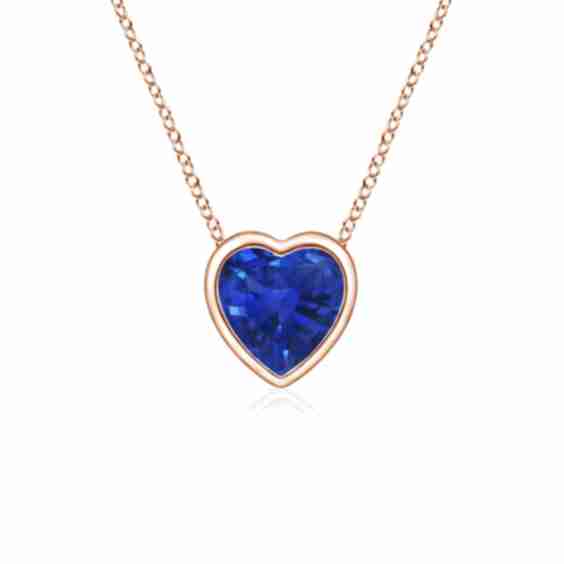 Bezel Set Solitaire Heart Sapphire Pendant