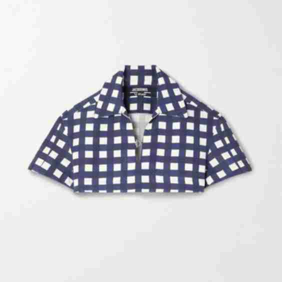 Check-Pattern Cropped Shirt