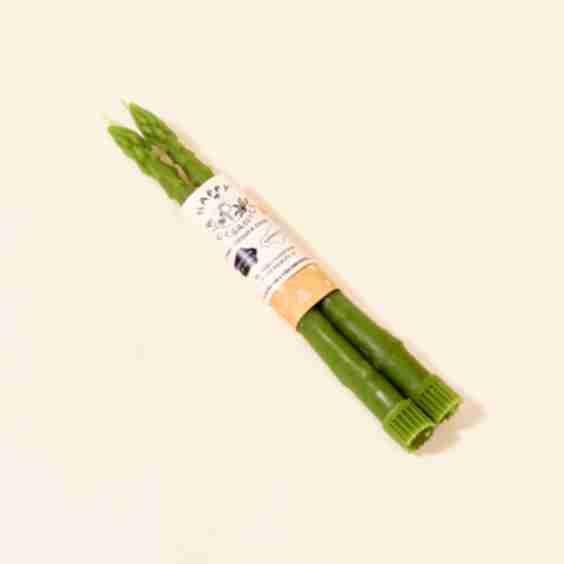 Beeswax Asparagus - Taper Candle Pair