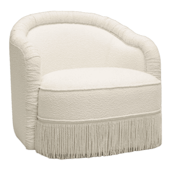 Pamela Cream Boucle Tassel Lounge Chair
