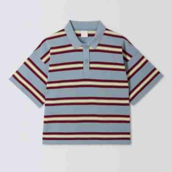 Cotton Pique Short Sleeved Striped Polo Shirt