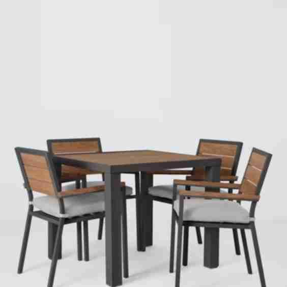Platform 4-seater Wood-effect Garden Dining Table & Chairs Set