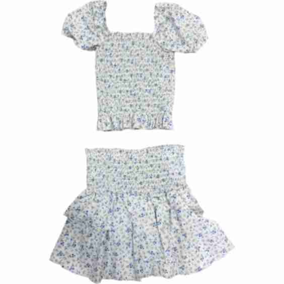Girls Smock Eyelet Skirt And Top Set