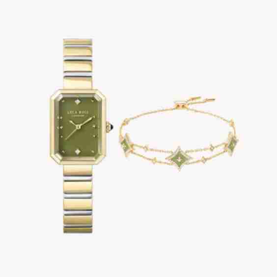 Ms Lola Green Onyx Watch Aventurine Star Charm Bracelet Gift Set