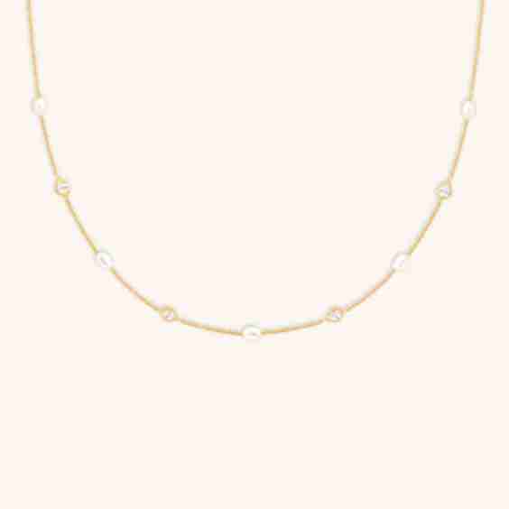 Pearl Crystal Charm Necklace