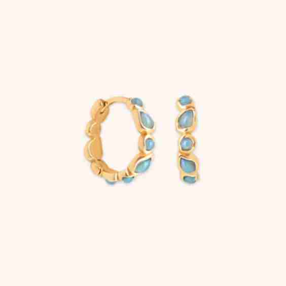 Opal Pear Bezel Hoops