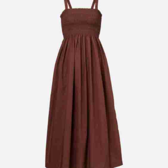 Grasse Shirred Cotton Poplin Midi Dress