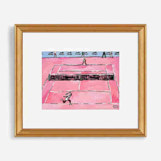 Pink Tennis Court Painting Homage to Venus and Serena Print