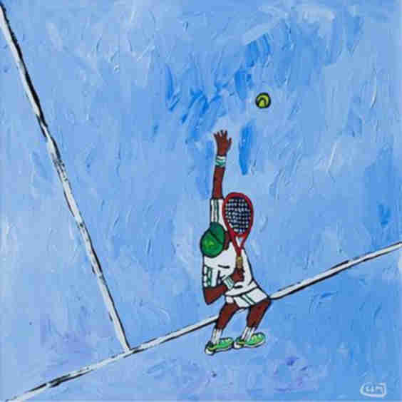 Tennis Player On Blue Print