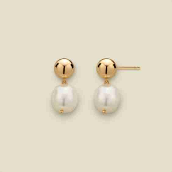 Drop Pearl Stud Earrings