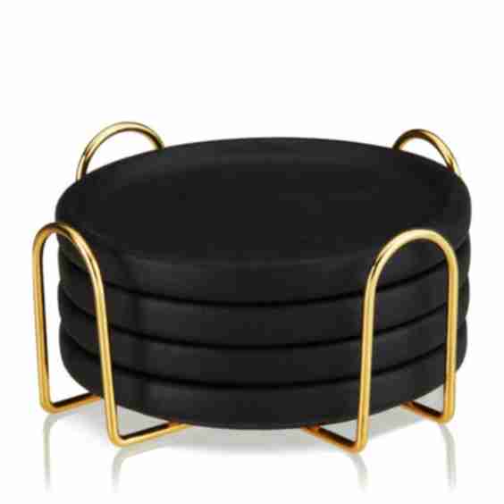 Earthenware Coasters with Stand Set of 4