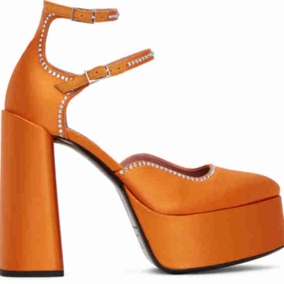 Crystal Embellished Satin Platform Heel