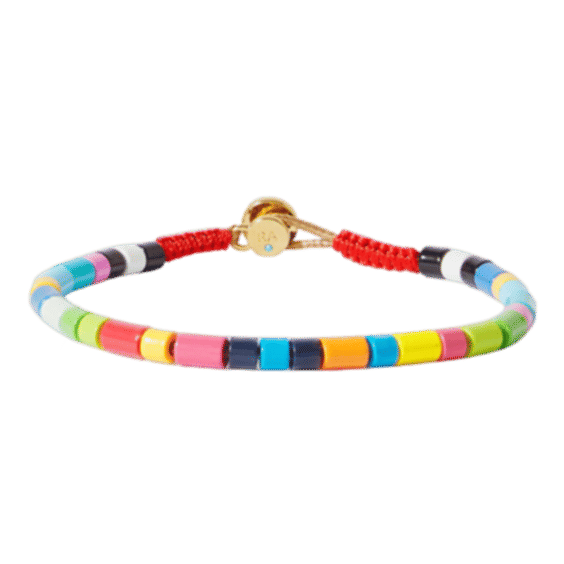 Starburst Enamel and Gold-Tone Beaded Bracelet