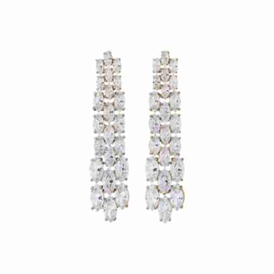 The Waterfall Drop Silver-Plated Cubic Zirconia Earrings