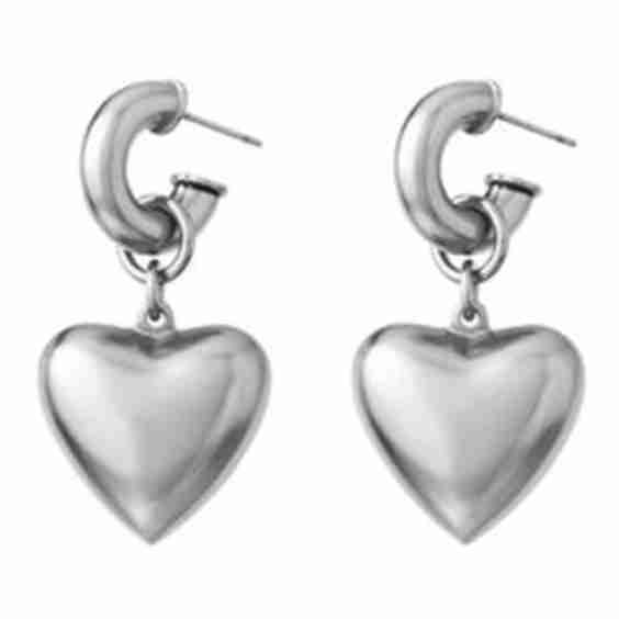 The Puffy Heart Silver Earrings