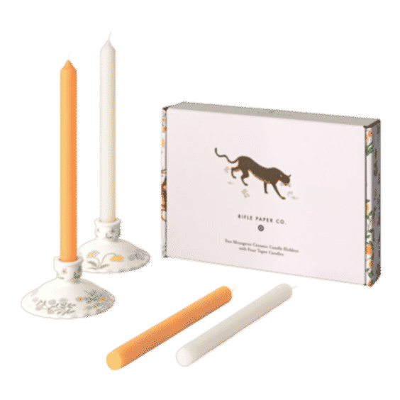 Rifle Paper Co. x Target Taper Set of 4 Candles with Set of 2 Candlestick Holders