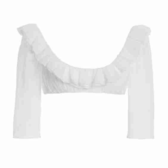 Ruffled Cropped Cotton Top