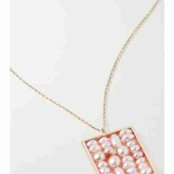 Small Weaving Recycled Gold, Pearl And Diamond Necklace