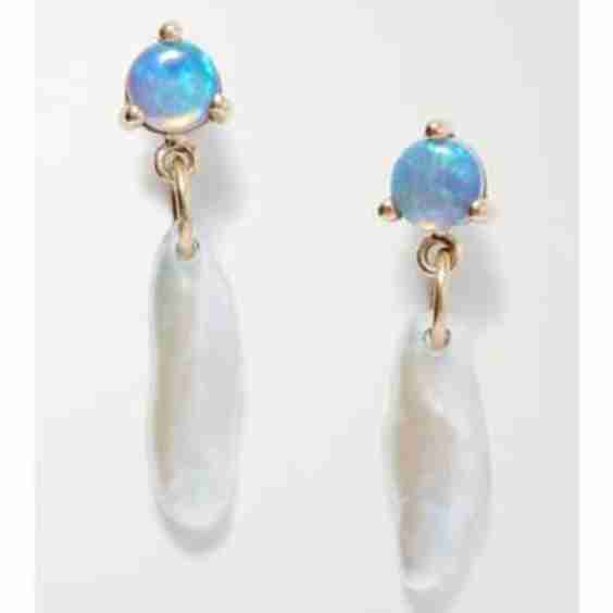 Gold, Pearl And Opal Earrings