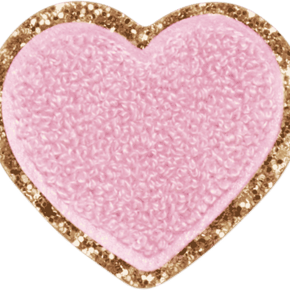Flamingo Glitter Varsity Heart Patch