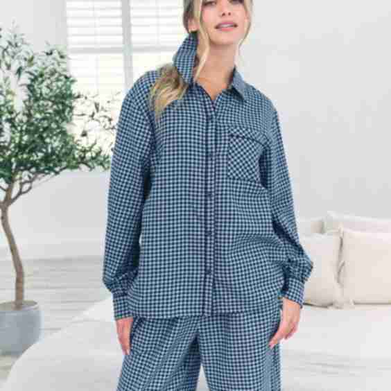 Brushed Cotton Pyjama Set With Scrunchie
