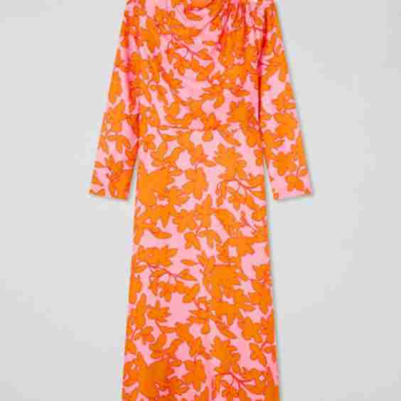 Samantha Floral Jacquard Print Silk Dress