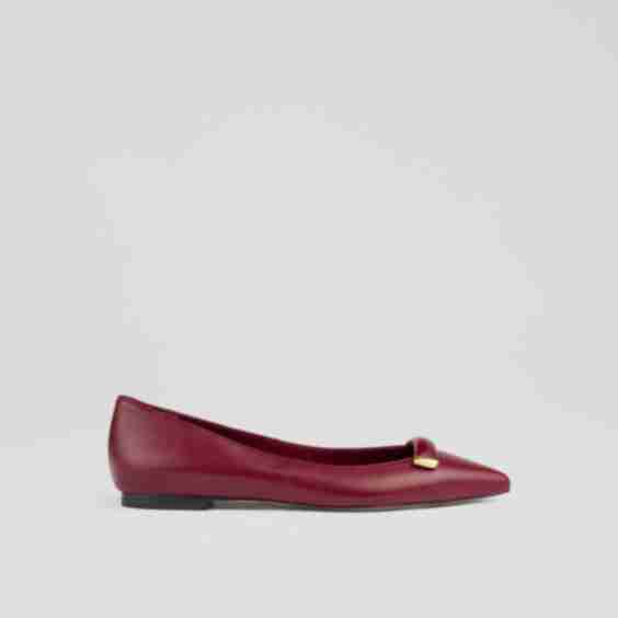 Leather Slip On Pointed Toe Flat Pumps
