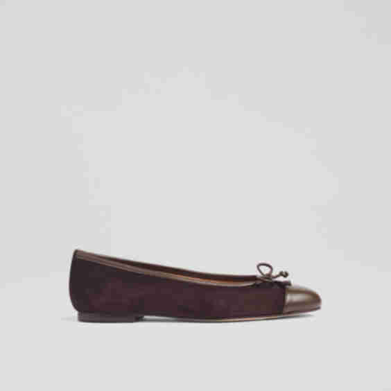 Suede Bow Ballet Pumps