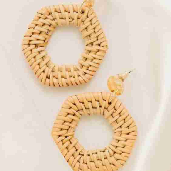 Rattan Hexagon Earrings