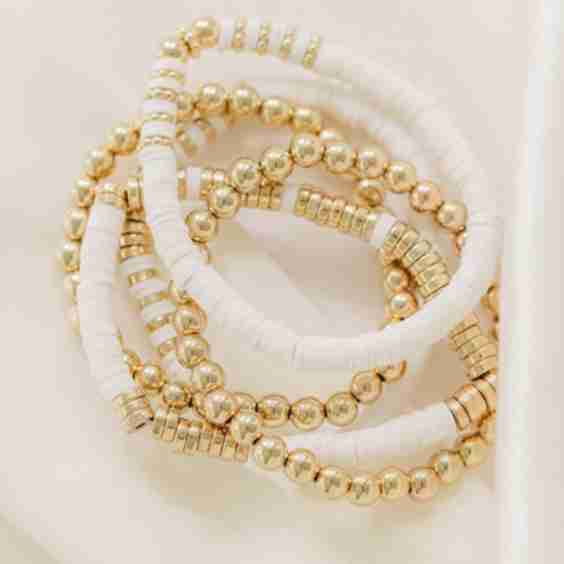 White Beaded Bracelet Set