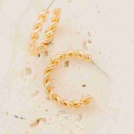 Gold Twisted Hoop Earrings