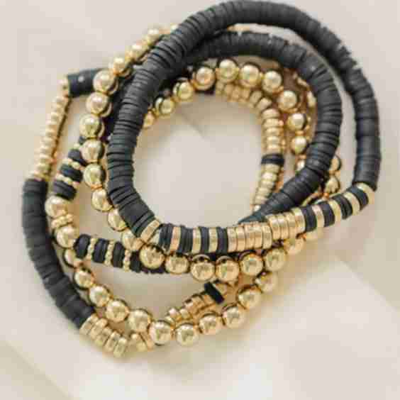 Black Beaded Bracelet Set