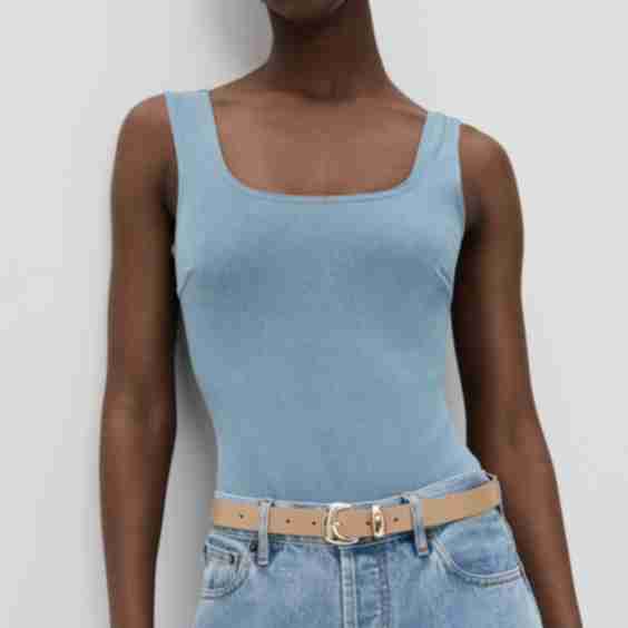 Do It All Denim Squareneck Bodysuit