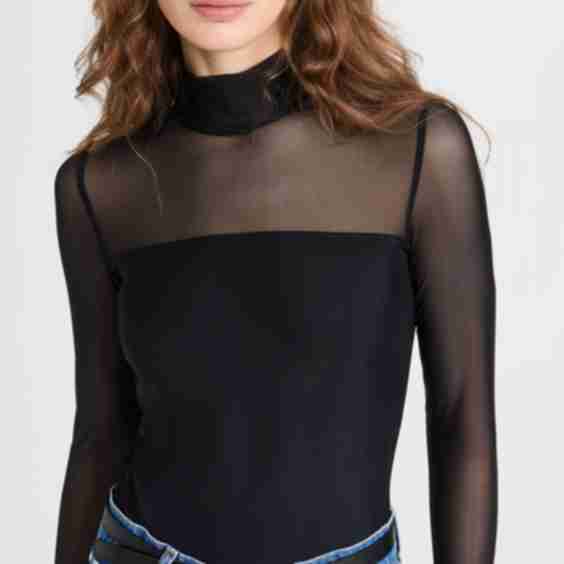 Chic Mesh Mock Turtleneck Bodysuit