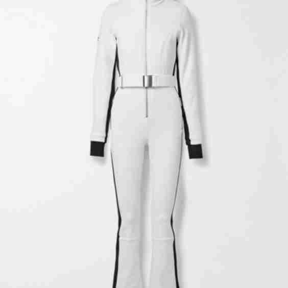 The Cordova striped ski suit
