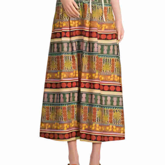 Printed Cotton Midi Skirt