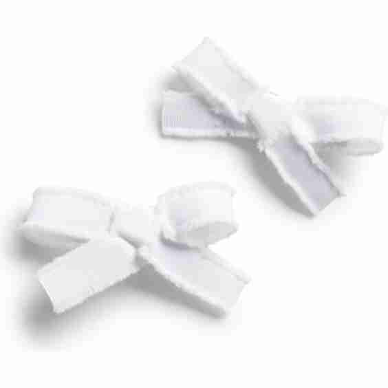 Dahlia Deconstructed Grosgrain Ribbon Double Clip Set, White
