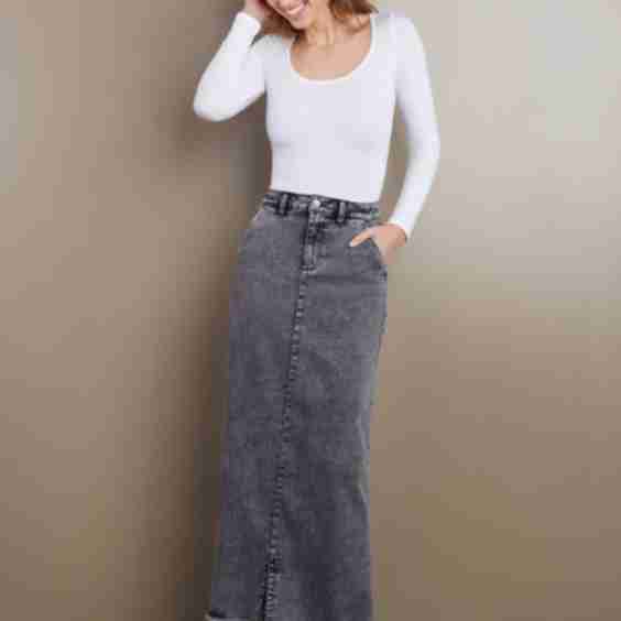 Tory Denim Maxi Skirt