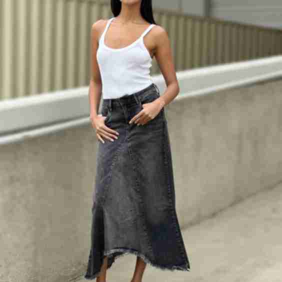Selma Pieced Denim Maxi Skirt